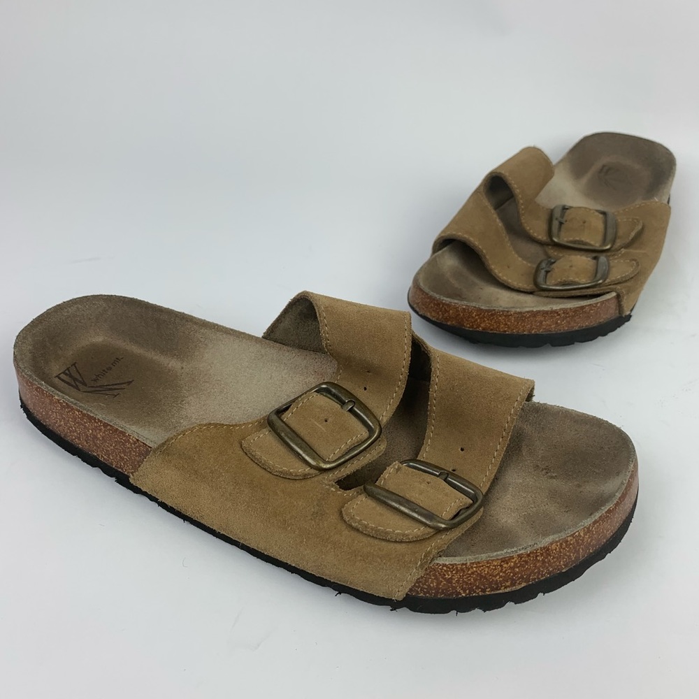 White Mountain Helga Tan Leather Footbed Sandals 7